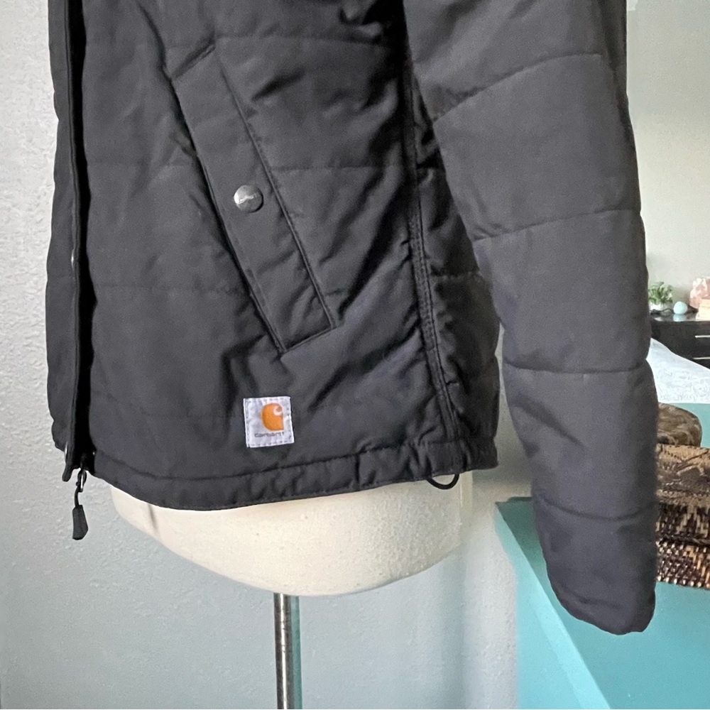 Carhartt Black Hooded Utility Rain Defender Full Zip Winter Snow Jacket Large - Picture 6 of 13